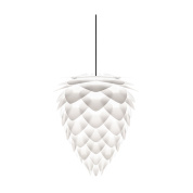 подвесной светильник с абажуром в форме конуса белого цвета