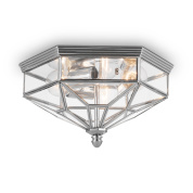 потолочный светильник с прозрачными панелями и хромированным каркасом
