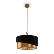 подвесная люстра с цилиндрическим абажуром в латунном корпусе