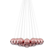 дизайнерская люстра с розовыми золотыми элементами из стекла