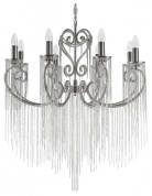 подвесная люстра с металлическим каркасом и декоративными цепями