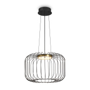 подвесной светильник с округлым проволочным плафоном черного цвета