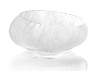 чаша для ванной из белого стекла с матовым декоративным рельефом