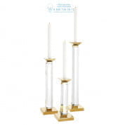112093 Candle Holder Livia gold finish clear set of 3 Eichholtz