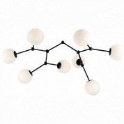 подвесная люстра с разветвлёнными рожками и шарообразными плафонами из стекла