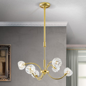 подвесная люстра с шестью рожками и декоративными гранёными стеклянными шарами