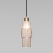 подвесной светильник с цилиндрическим стеклянным плафоном и декоративной металлической сеткой