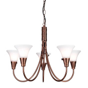 EM5-COPPER Elstead Emily подвесная люстра пятирожковая с плавно изогнутыми рожками и матовыми стеклянными плафонами