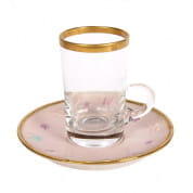 Butterfly pastel pink green tea cup & saucer чашка, Villari