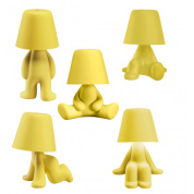 комплект настольных ламп с абажурами купольной формы жёлтого оттенка