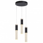 подвесной светильник с коническим плафоном черного цвета и латунной вставкой