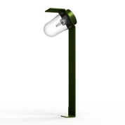 садовый светильник-столбик с овальным плафоном и зелёной стойкой