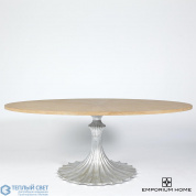 Flute Table 78 Cerused Oak Top w/34 Silver Leaf Base Global Views стол