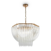 подвесной светильник с рифлёными стеклянными элементами и золотым основанием