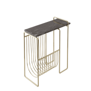 509049002082 SINO AYTM Журнальница золотистого оттенка с коричневой крышкой и изогнутыми прутьями