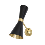 двухламповое настенное бра с конусными поворотными металлическими плафонами