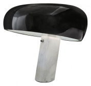 настольная лампа с куполообразным плафоном из тёмного стекла и металлическим основанием