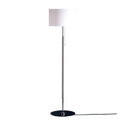 классический торшер с цилиндрическим текстильным абажуром на прямой стойке