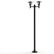 фонарный столб синего цвета с тремя плафонами