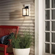 Marimount 12.75" 1 Light Outdoor Wall Light with Clear Ribbed Glass Black уличный настенный светильник 59017BK Kichler