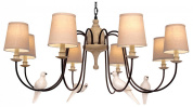 люстра с шестью тканевыми абажурами