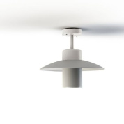 потолочный светильник с матовым плафоном и белой опорой