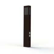 садовый столбик коричневого цвета с розеткой на корпусе