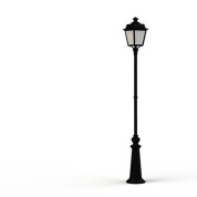 уличный фонарь на столбе с куполообразным плафоном чёрного цвета