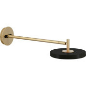 настенный светильник с вытянутой латунной арматурой и черным диском