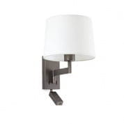 68492-01 ARTIS BRONZE WALL LAMP WITH READER WHITE LAMPSHADE настенный светильник Faro barcelona