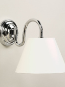 настенный светильник для ванной из хрома с дугообразным держателем и конусным абажуром