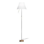 торшер с белым коническим плафоном на золотистой стойке