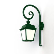 настенное бра с фонарным плафоном зелёного цвета на фигурном кронштейне