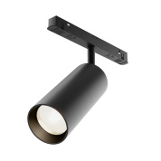 магнитный трековый светильник с чёрным цилиндрическим корпусом и утопленным модулем для системы Exility 23мм