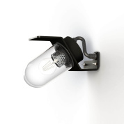 настенное бра с прозрачным стеклянным плафоном и чёрным корпусом IP65
