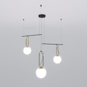 подвесной светильник с шарообразными стеклянными плафонами на асимметричных горизонтальных штангах