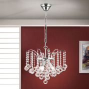 хрустальная люстра с четырьмя лампами в хромовом корпусе