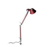 настольный светильник на прищепке с регулируемой штангой и красным плафоном