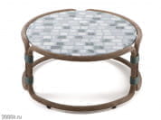 Rotin Круглый журнальный столик со столешницей из мрамора и цемента Ethimo