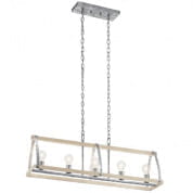 Gartin 36" 5 Light Linear Chandelier Galvanized Steel White-Washed Wood люстра 82343 Kichler