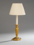 настольная лампа-канделябр из латуни с абажуром цилиндрической формы
