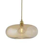 подвесной светильник с овальным стеклянным плафоном золотисто-дымчатого цвета