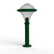 садовый боллард с прозрачным купольным плафоном зелёного оттенка