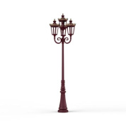 четырехрожковый уличный фонарь бордового оттенка