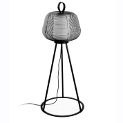 уличный торшер чёрный с плетёным абажуром