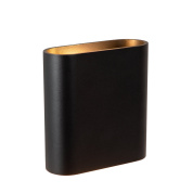 уличный настенный светильник с прямоугольным корпусом и золотистым внутренним покрытием