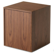 приставной столик кубической формы из орехового шпона с ящиком