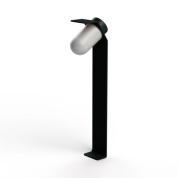 садовый боллард с прозрачной лампой и серым корпусом