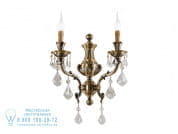 Windsor Настенный светильник из старинной латуни с кристаллами Шолера Possoni Illuminazione 888/A2-SH/P