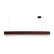 подвесной светильник с темным корпусом и хрустальными подвесами